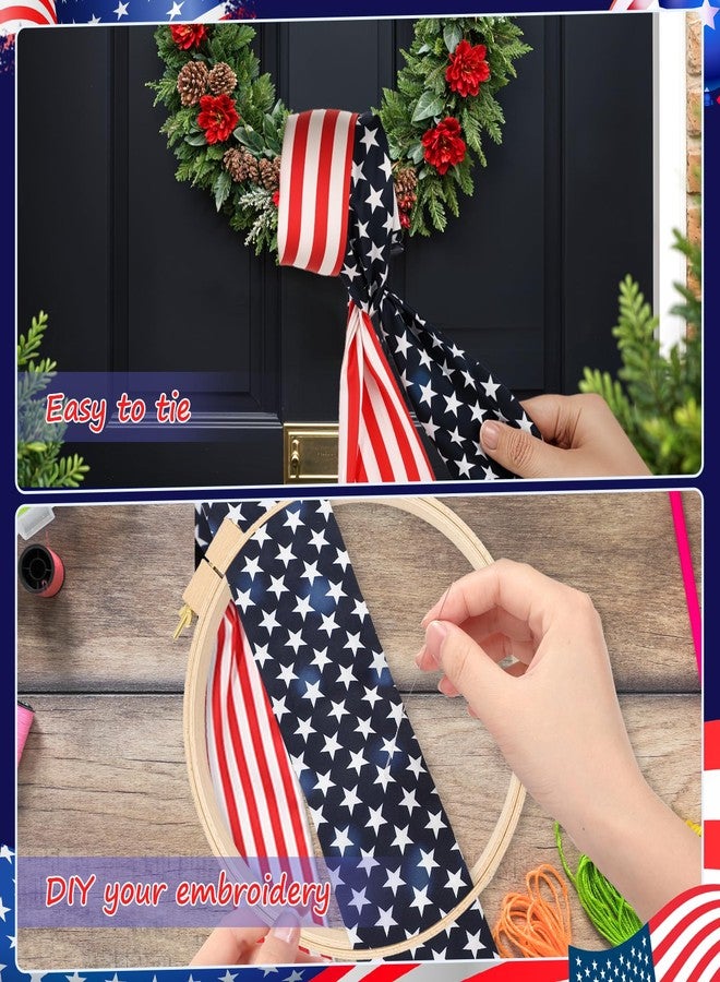 Yoirrat 2Pcs 4th of July Wreath Sash for Front Door Independence Day Wreath Satin Sash Patriotic Embroidery Monogram Wreath Sash Accessories for July 4th Decorations Outdoor Indoor Home Party Yard Doorway - Image 4