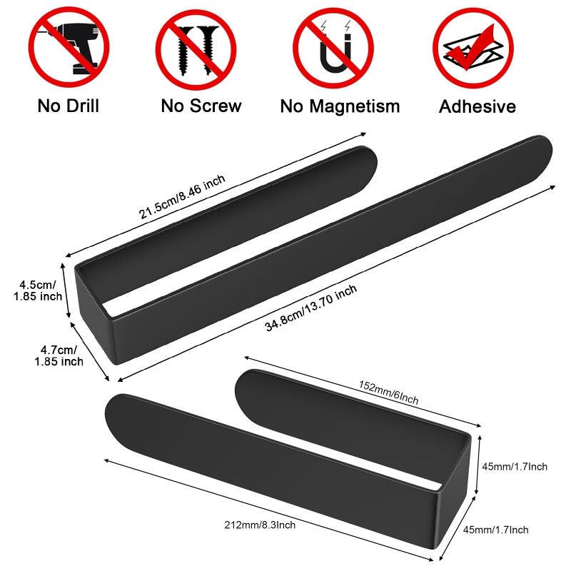 HUFEEOH Adhesive Hand Towel Holder  8 Inch Sticky Towel and 14 Inch Bar Towel Holder Wall Mounted  Stainless Steel Kitchen Towel Holder Hand Towel Rack for Bahtroom Hotel RV Kitchen (Black 8""&14 - Image 2