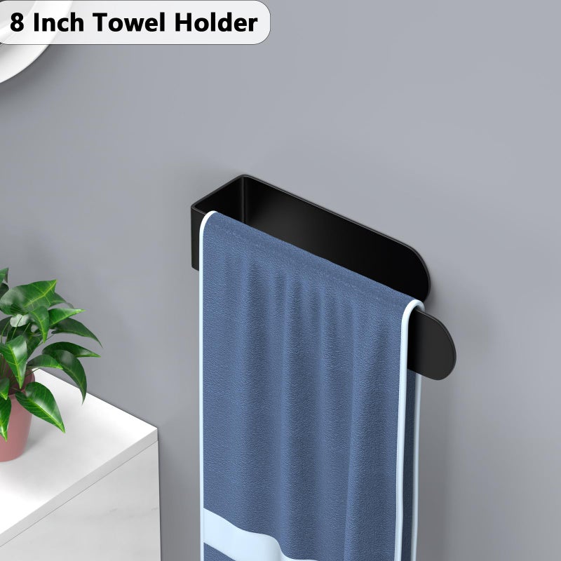 HUFEEOH Adhesive Hand Towel Holder  8 Inch Sticky Towel and 14 Inch Bar Towel Holder Wall Mounted  Stainless Steel Kitchen Towel Holder Hand Towel Rack for Bahtroom Hotel RV Kitchen (Black 8""&14 - Image 4