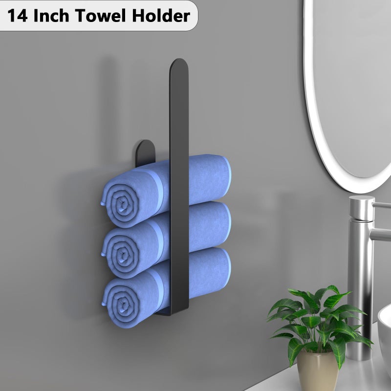 HUFEEOH Adhesive Hand Towel Holder  8 Inch Sticky Towel and 14 Inch Bar Towel Holder Wall Mounted  Stainless Steel Kitchen Towel Holder Hand Towel Rack for Bahtroom Hotel RV Kitchen (Black 8""&14 - Image 5