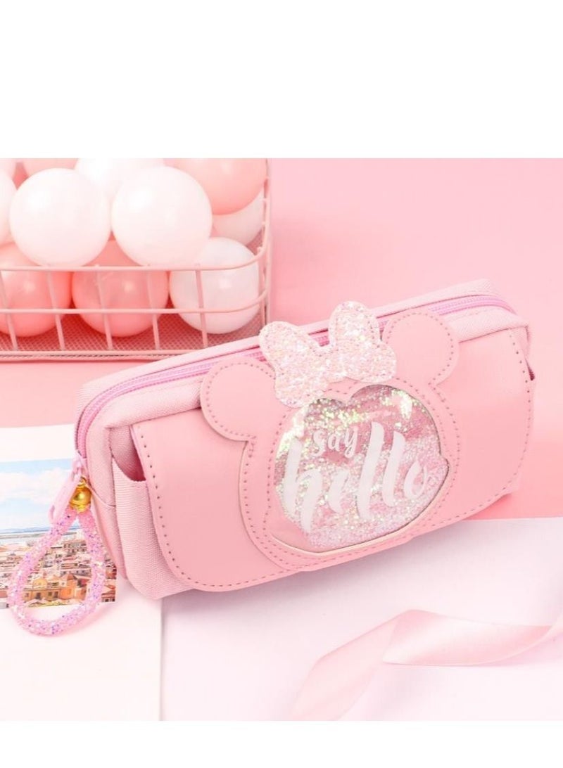 Y&D Pencil Case Girls Large Capacity Stationery Case Primary School Students Multifunctional Pencil Case Wholesale Quicksand Pencil Case  - Image 1