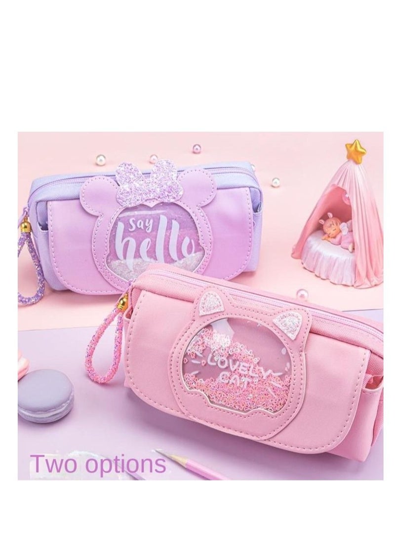 Y&D Pencil Case Girls Large Capacity Stationery Case Primary School Students Multifunctional Pencil Case Wholesale Quicksand Pencil Case  - Image 5