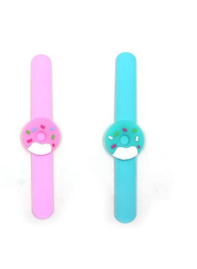 El Regalo 2 PCs Cute & Fun Donut Silicone Snap Clap Wristband Bracelet for Girls & Boys - Gift for Kids- Return Gifts- Party Favors (Randomly Selected Colors) (Pink & Light Blue) - Image 1