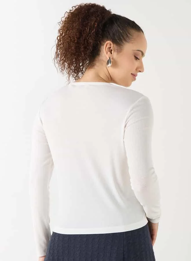 Lee Cooper Ribbed Long Sleeves T-shirt with Button Closure