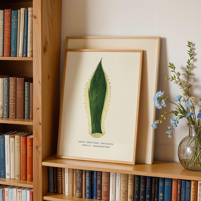 TNESSENTIAL Agave Americana Variegata Wall Art, Vintage Succulent Botanical Print, Desert Plant Illustration, Agave Leaf Artwork - Image 4