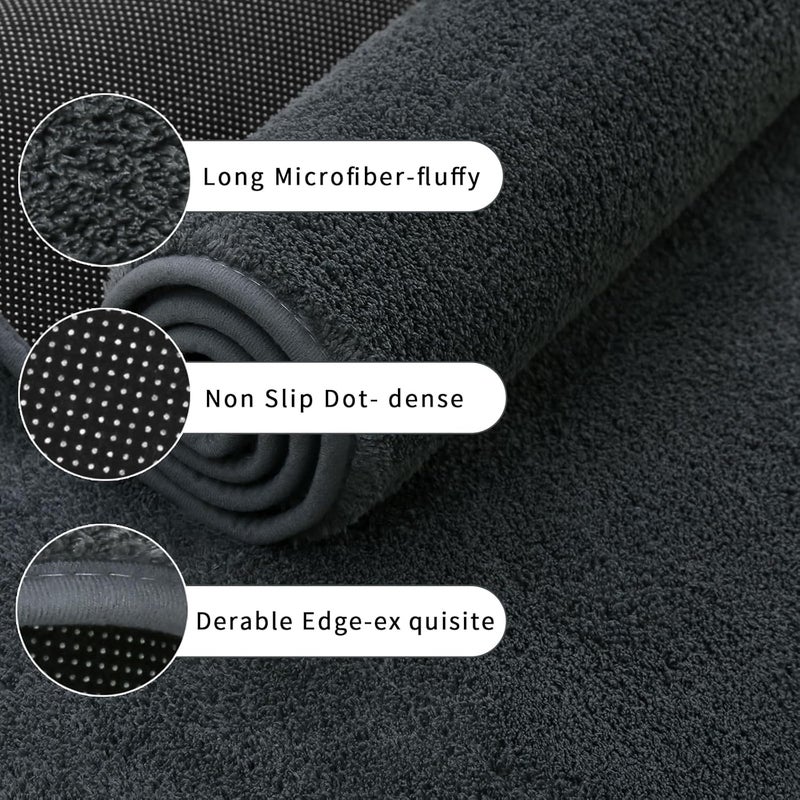 Rururug سجادة حمام Rururug، سجادة حمام رمادية، مقاس 50×120 سم، سجادة ماصة غير قابلة للانزلاق من المايكروفايبر، قابلة للغسل في الغسالة - Image 2
