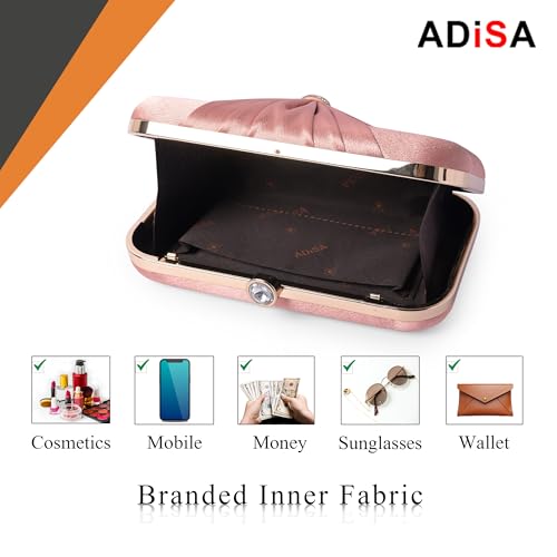 ADISA bow formal party clutch with gold chain for women and girls (CL102-PIN) - Image 4