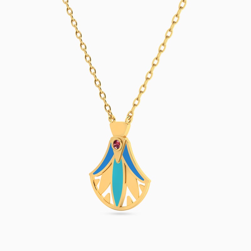 Instyle by L'azurde Instyle Papyrus Colored Stones & Enamel Coated Necklace in 14K Gold - Image 2
