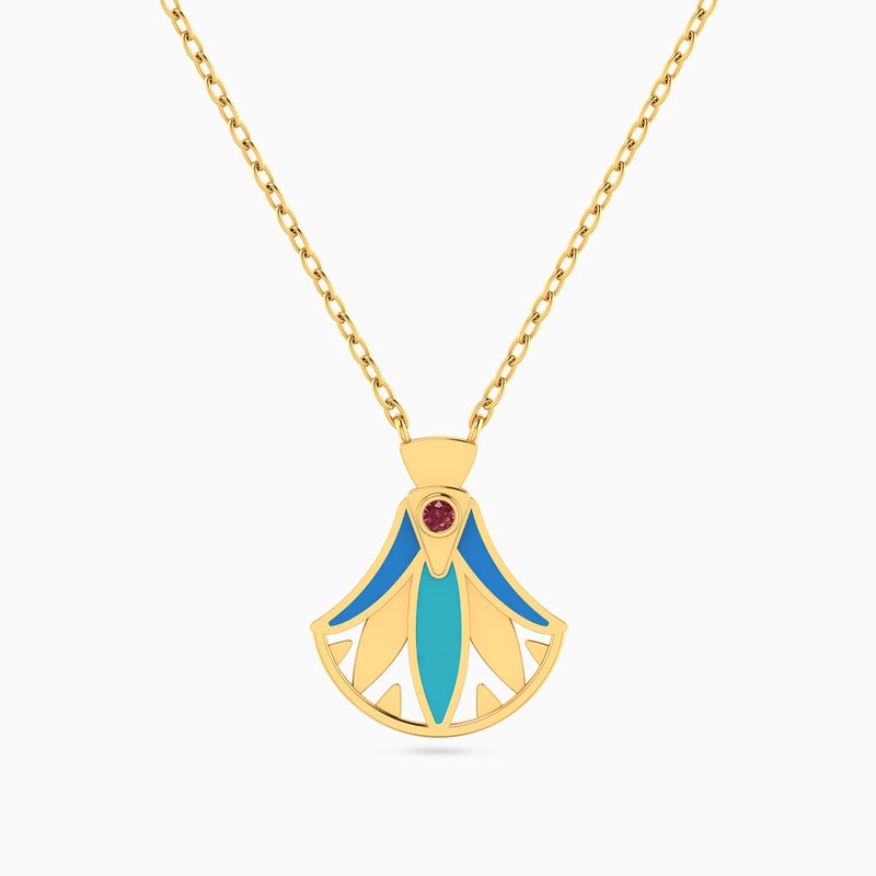 Instyle by L'azurde Instyle Papyrus Colored Stones & Enamel Coated Necklace in 14K Gold - Image 1