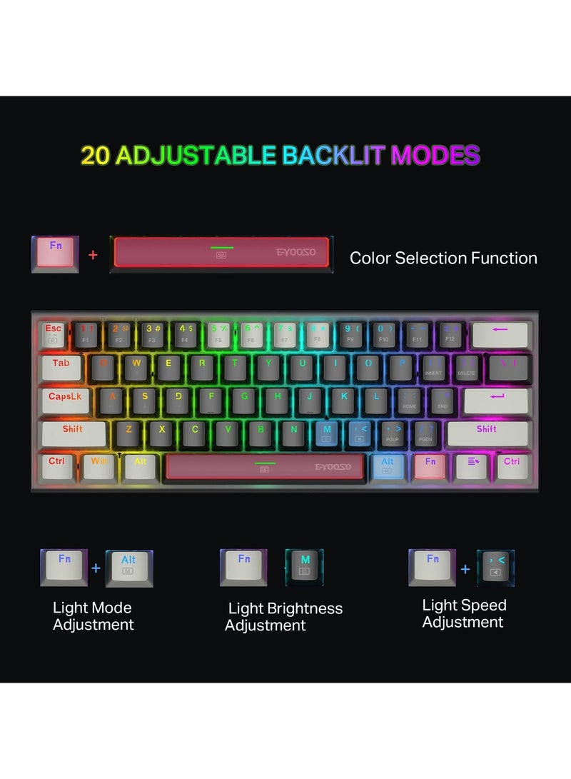 إي-يوسو E-YOOSO Z-11 لوحة مفاتيح ميكانيكية سلكية للألعاب بمفاتيح زرقاء بإضاءة خلفية RGB لأجهزة الكمبيوتر الشخصية وأجهزة Mac OS Gamers - Image 3