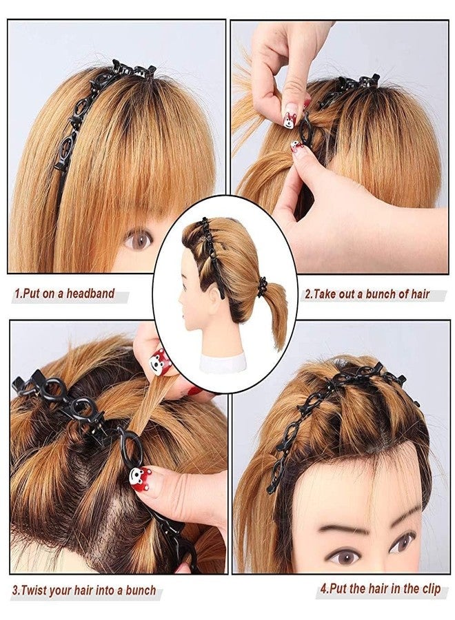INSECTRA Double layer twister plait Headbands Hair Clips for Girls Women's Barrettes for Thin or Thick Hair Double Bangs Hairstyle Hairpin Alligator Clips pack of 2 Black - Image 2
