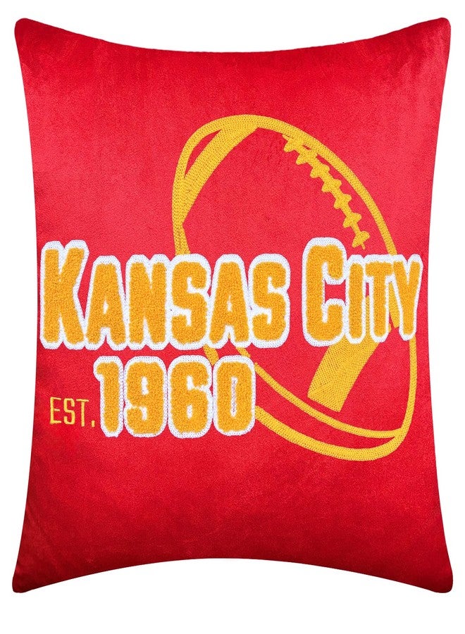 CLORURBANLIVE Kansas City Full Embroidery Pillow Cover Outdoor Sports Decorative Pillow Covers for Home Bedroom Living Room Boys Room Decor Gift Pillowcase Square Cushion Covers - Red 18X18 - Image 1