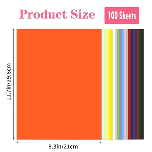 GLUN® Multicolour A4 Size Sheet, 100 Piece 10 Sheets Each Colour Printing Papers, Art & Craft Paper Sheets, Double Sided Coloured DIY Craft Smooth Finish for Home, School, Office - Image 2