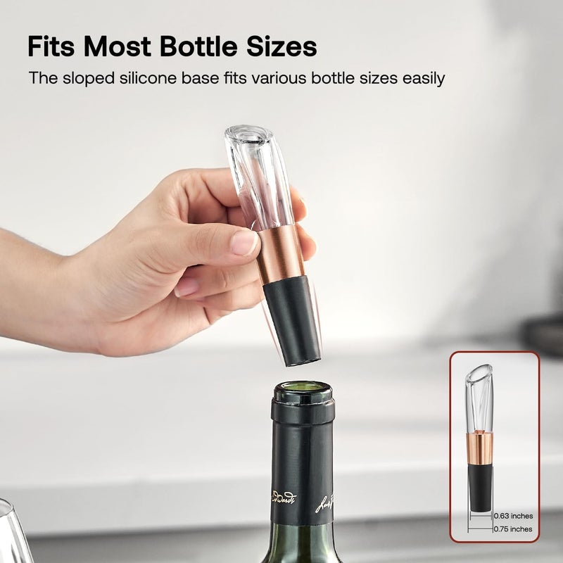 ELMWAY Elegant Wine Aerator Pourer Spout by - Clear Wine Air Aerator Enhances Flavor, Aroma & Finish, No Spill Design, Wine Accessory Gift for Wine Lovers - Rose Gold - Image 5