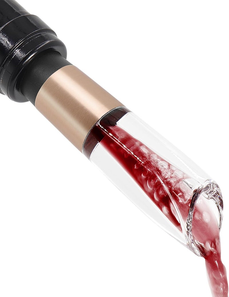 ELMWAY Elegant Wine Aerator Pourer Spout by - Clear Wine Air Aerator Enhances Flavor, Aroma & Finish, No Spill Design, Wine Accessory Gift for Wine Lovers - Rose Gold - Image 1