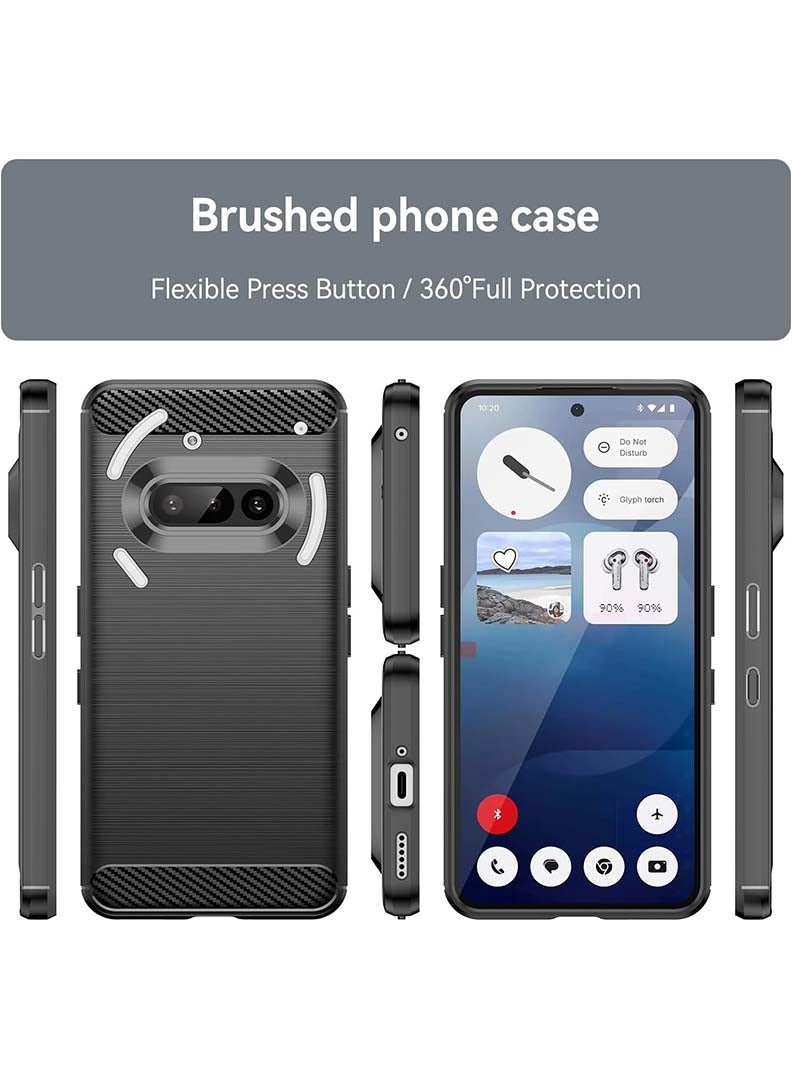 Case Up Case Compatible with Nothing Phone 3A, Premium Brushed Carbon Fiber Texture Cover [Camera Protection] Shockproof Soft Cover for Nothing Phone 3A, Black - Image 2