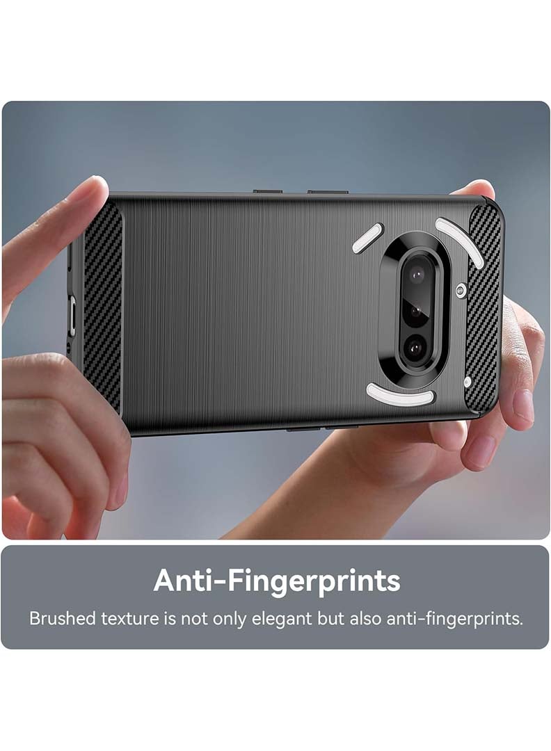 Case Up Case Compatible with Nothing Phone 3A, Premium Brushed Carbon Fiber Texture Cover [Camera Protection] Shockproof Soft Cover for Nothing Phone 3A, Black - Image 5