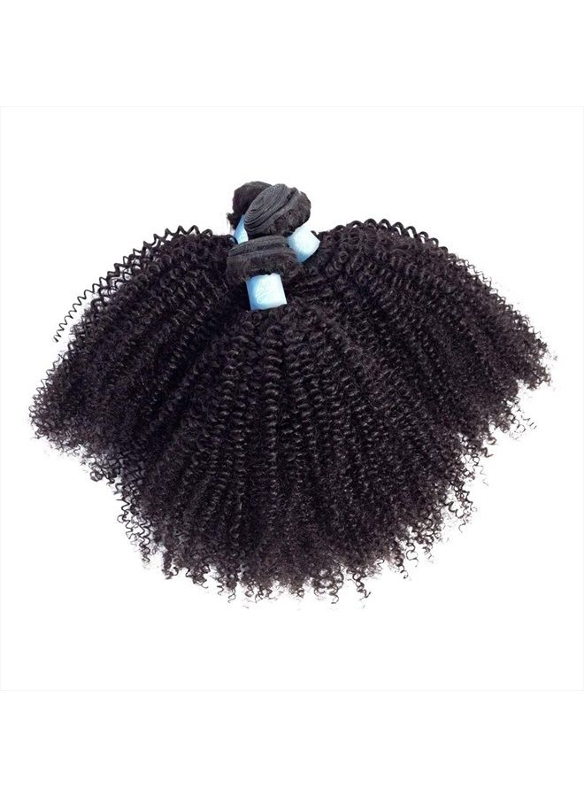 BLY Mongolian Afro Kinky Curly Human Hair 3 Bundles (12 14 16inches) Unprocessed Hair Weave Weft Big Hair for Black Women Natural Color - Image 5