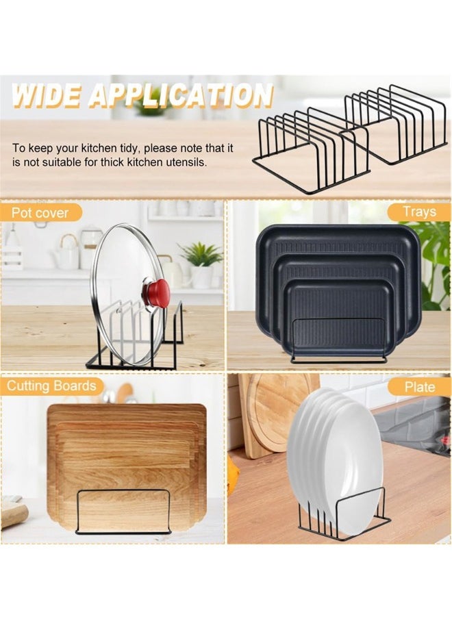 Generic 2Pack Cutting Board Organizer, Divided Holder with 5 Slots for Skillets Baking Tray and Chopping Board Rack, Kitchen Cabinet Countertop Bakeware Organizer(Black)  - Image 4
