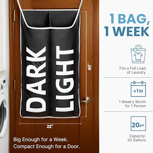DONAQ Hanging Laundry Hamper Bag XL 40x22", Space Saving over the Door Storage Bags, Behind the Door Hampers for Dirty Clothes & Wall Mounted Basket for Bathroom, Organizer for Small Room Spaces RV - Image 2