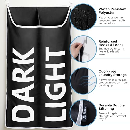 DONAQ Hanging Laundry Hamper Bag XL 40x22", Space Saving over the Door Storage Bags, Behind the Door Hampers for Dirty Clothes & Wall Mounted Basket for Bathroom, Organizer for Small Room Spaces RV - Image 5