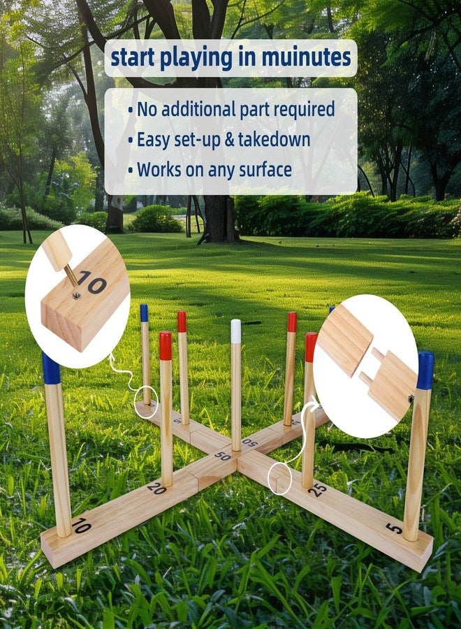 Gothink Extra Large Ring Toss Game for Adults & Kids, 30" Wooden Ring Toss Game Outdoor Fun with 9 Poles, 10 Rings and Carrying Bag Easy to Set Up & Compact Carry Portable Yard Games Toys Gifts - Image 3