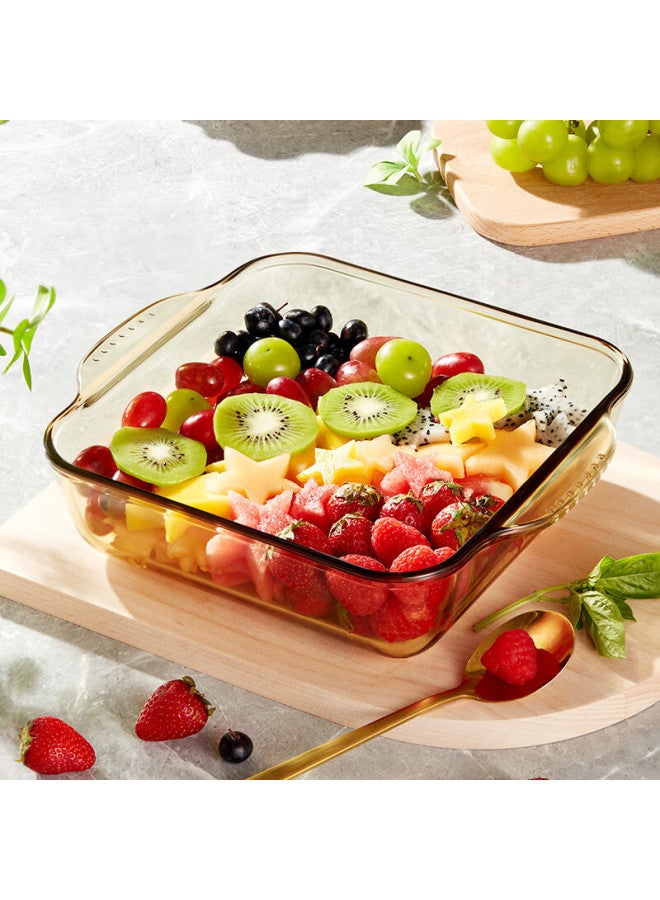 Visions Heat-resistant Glass Baking Dish 2l Square Amber Color Double-handle Steamed Egg Roasted Meat Plate Microwave Oven Baking Dish - Image 3