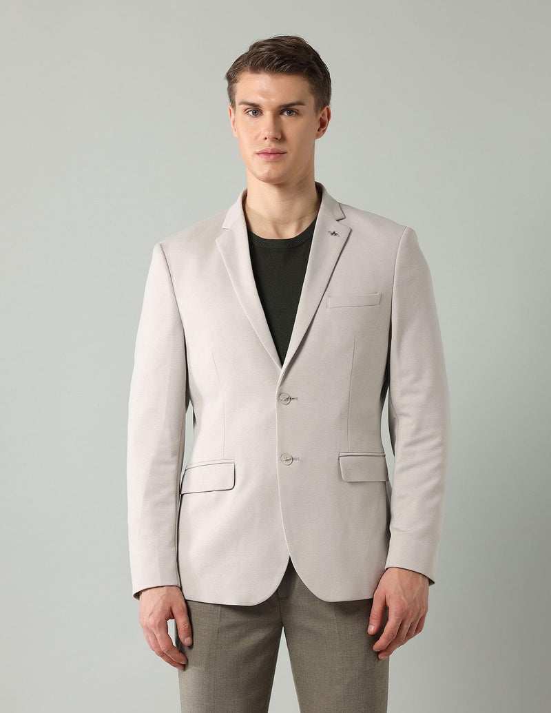 Arrow Knitted Blazer for Men - Long Sleeves with Buttoned Cuffs, Double Button Closure Mens Casual Blazer - 40, Beige - Image 3