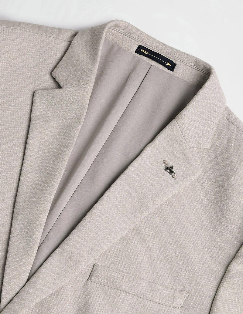 Arrow Knitted Blazer for Men - Long Sleeves with Buttoned Cuffs, Double Button Closure Mens Casual Blazer - 40, Beige - Image 2