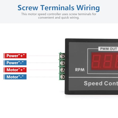 Serplex® PWM DC Motor Speed Controller 6V, 60V 30A with Digital Display, Stepless Speed Adjustment, Potentiometer Dial & Start/Stop Switch - Image 5
