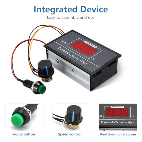 Serplex® PWM DC Motor Speed Controller 6V, 60V 30A with Digital Display, Stepless Speed Adjustment, Potentiometer Dial & Start/Stop Switch - Image 4