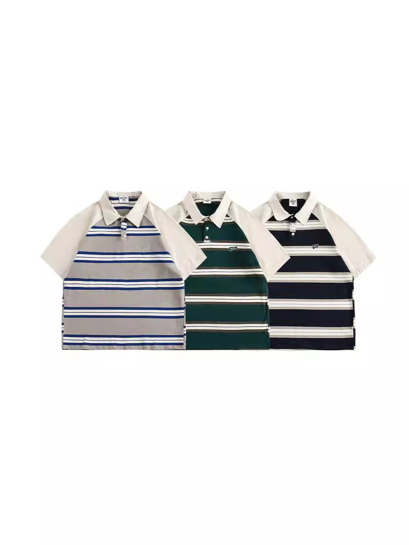 Ruiienrs X Daivc 2024 Vintage Contrast Color Stripe Stitching Joker Short Sleeve T037 - Image 2
