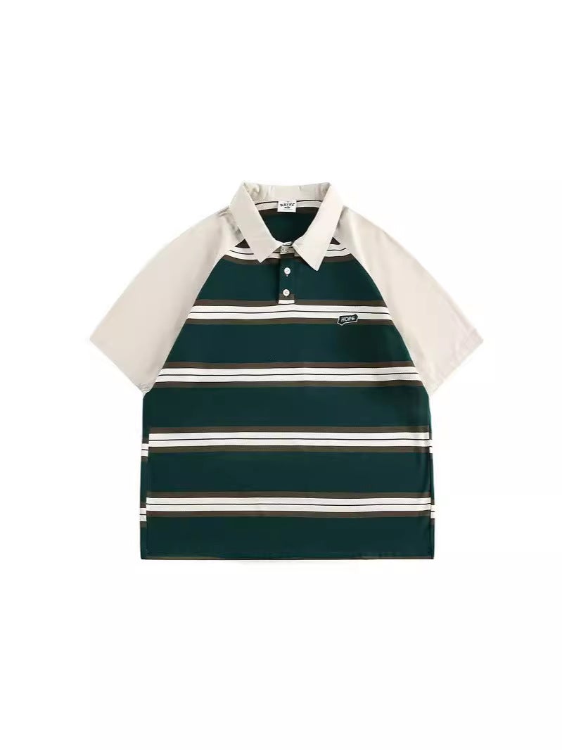 Ruiienrs X Daivc 2024 Vintage Contrast Color Stripe Stitching Joker Short Sleeve T037 - Image 4