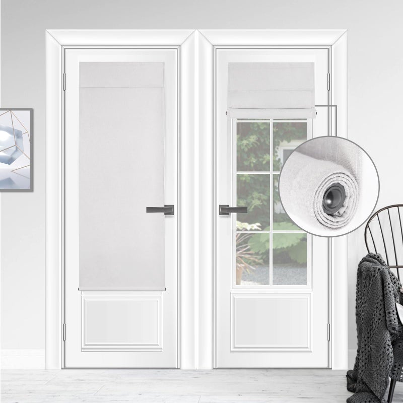 WdFour Triple Layers UV Protect  100% Light Block  Multi-use  no Noise  Easy Installed Door Curtains  Adjustable Roller Shade  Window Blind  for Office  Wards and Home(24Wx70H Greyish White 1 Piece) - Image 1