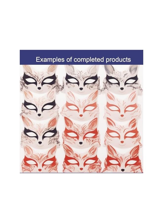 The Bros 6pcs fox Mask DIY White Paper Masks Blank cat Masks Unpainted Paper Masks Blank Hand painted Animal Cosplay Mask Party Costume Accessory Half Blank Animal Dress Up Halloween Costume Accessories  - Image 5