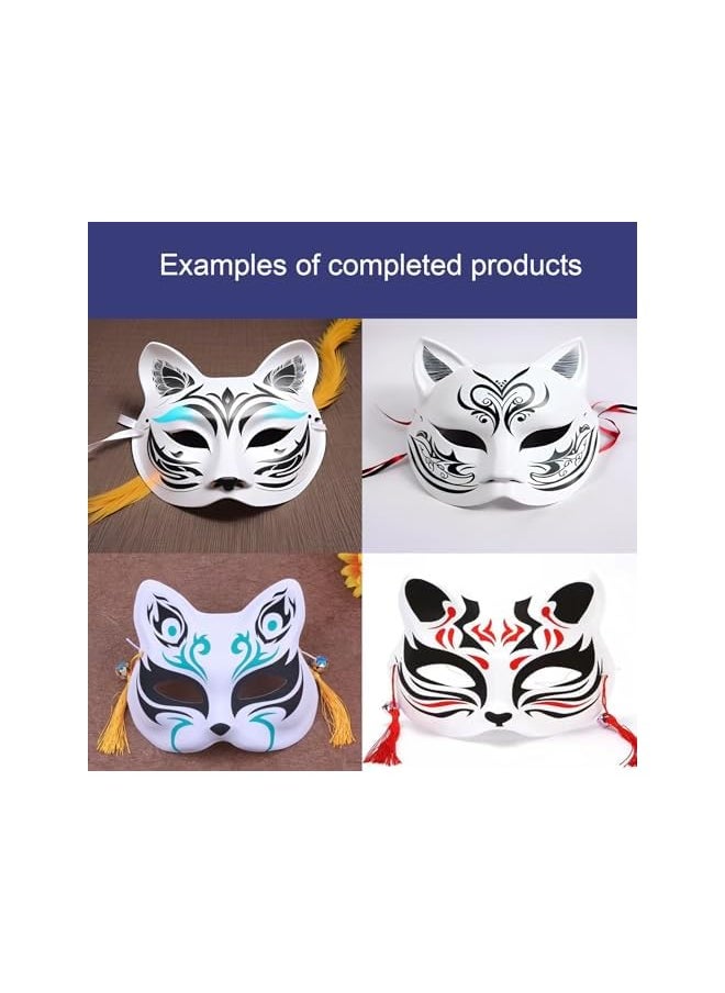 The Bros 6pcs fox Mask DIY White Paper Masks Blank cat Masks Unpainted Paper Masks Blank Hand painted Animal Cosplay Mask Party Costume Accessory Half Blank Animal Dress Up Halloween Costume Accessories  - Image 4
