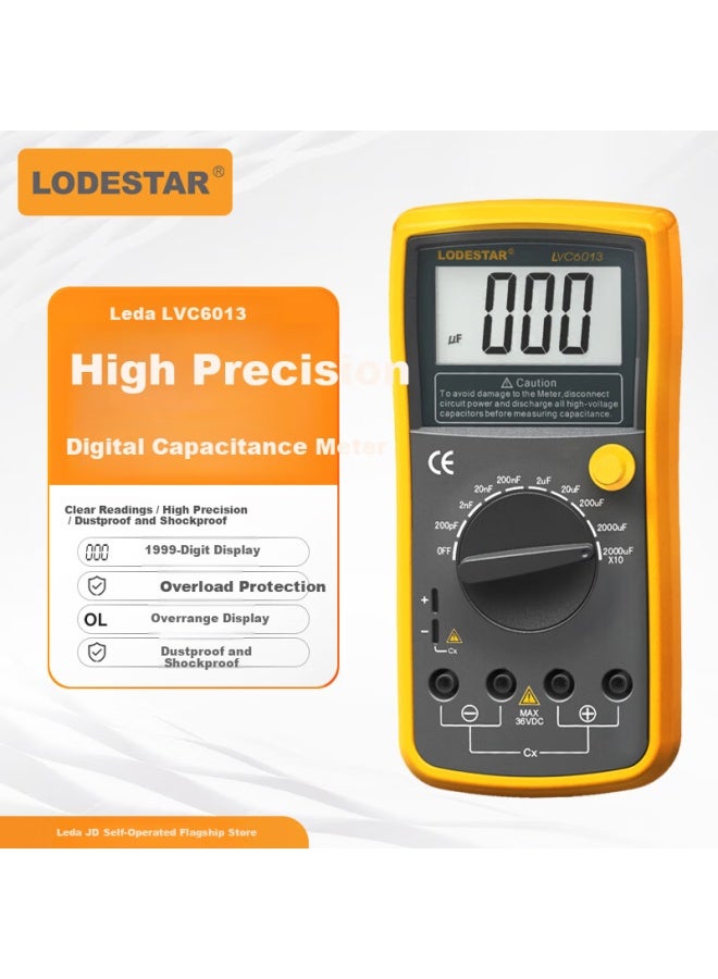 Lodestar Digital Capacitance Meter High Precision Handheld Digital Large Capacity Capacitor Tester 0-20000uf Lvc6013 - Image 1