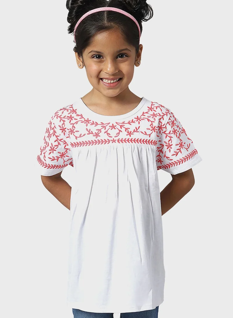 بيفرلي هيلز بولو كلوب Youth Floral Embroidered Top