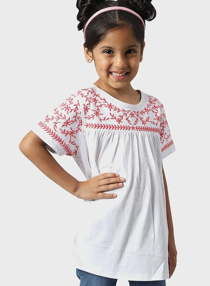 بيفرلي هيلز بولو كلوب Youth Floral Embroidered Top