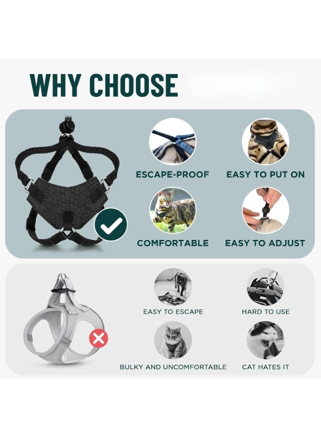 Escape Proof Cat Harness and Leash, Adjustable Walking Vest with 1.8 m Lead, Premium Padded Finish, Snug Secure Fit, Lightweight for Travel and Outdoor Adventures - Image 3