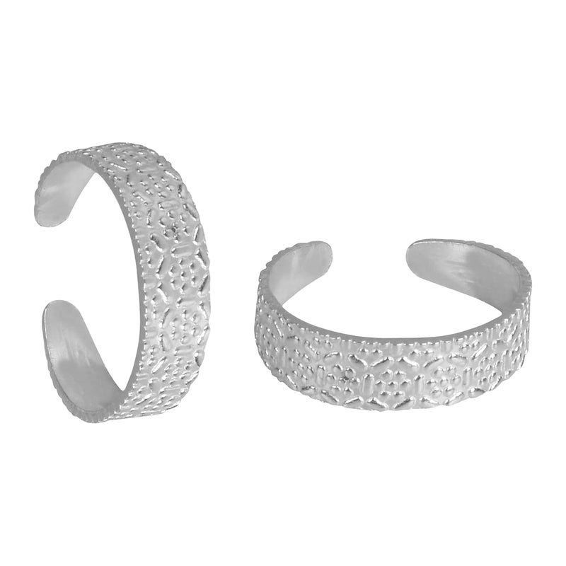 silver chest Silver Toe Rings for Women Pure Silver 925 - Elegant and Comfortable 3D Self Design Simple Toe Ring Silver Bands for Girls - Image 5