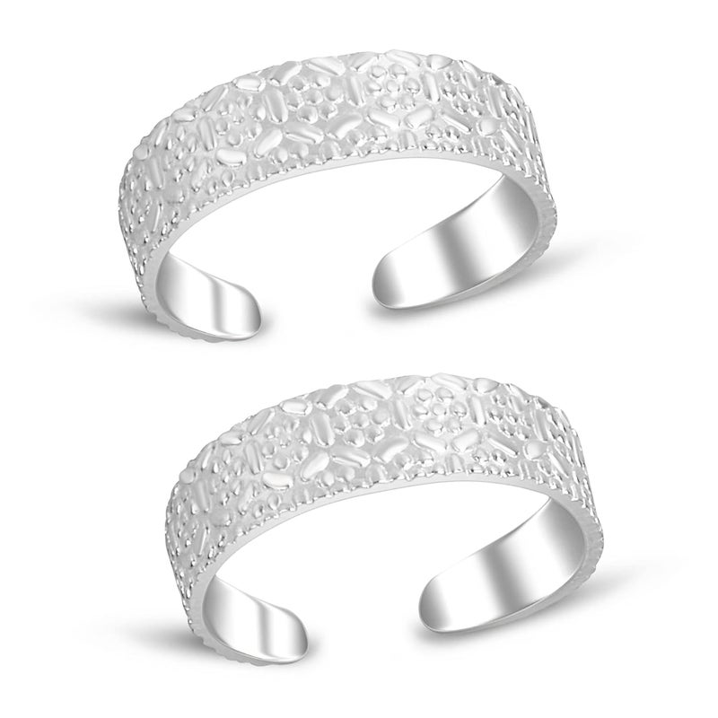 silver chest Silver Toe Rings for Women Pure Silver 925 - Elegant and Comfortable 3D Self Design Simple Toe Ring Silver Bands for Girls - Image 1