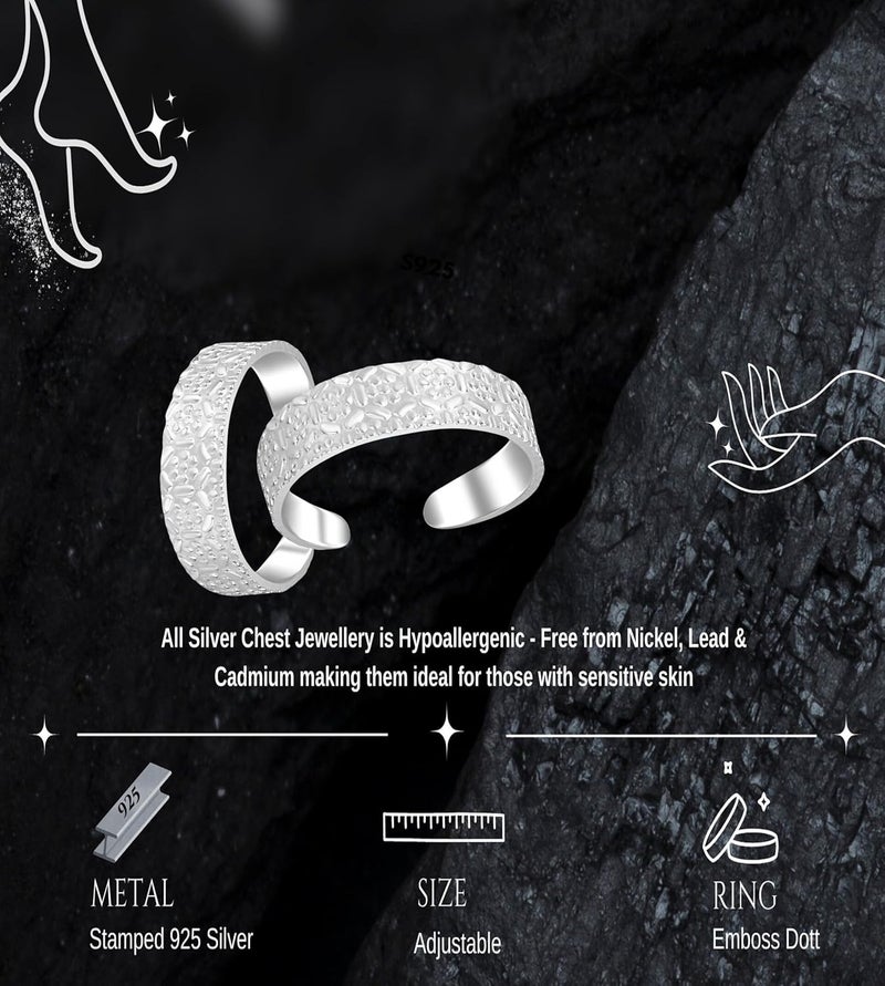silver chest Silver Toe Rings for Women Pure Silver 925 - Elegant and Comfortable 3D Self Design Simple Toe Ring Silver Bands for Girls - Image 4