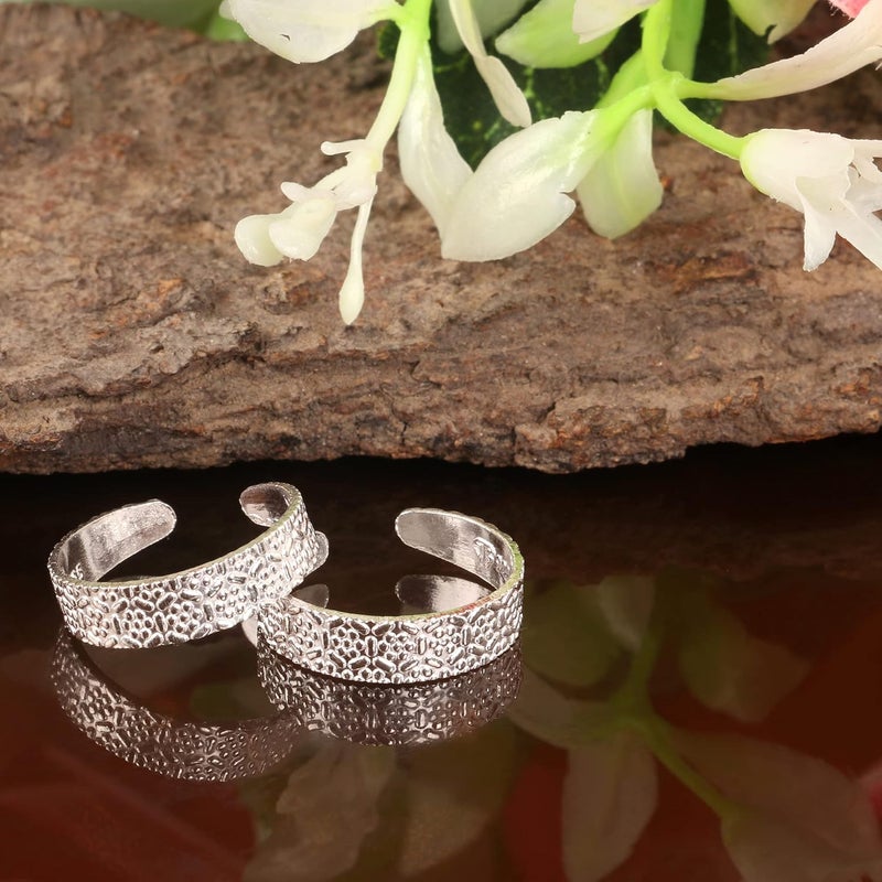 silver chest Silver Toe Rings for Women Pure Silver 925 - Elegant and Comfortable 3D Self Design Simple Toe Ring Silver Bands for Girls - Image 2