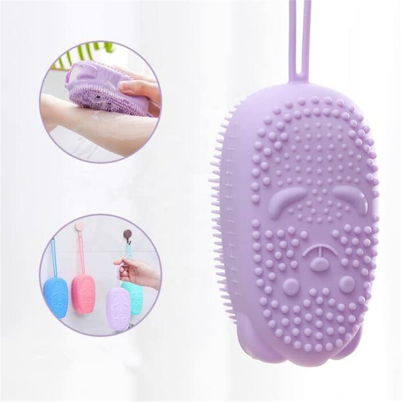Nathgra Silicone Bath Body Brush Exfoliating Massage Silicone Loofah Body Scrubber, Silicone Shower Sponge, Double Sided Rubber Scrub Body Brush for Baby Kids Men Women - Multicolor (Pack of 1) - Image 4