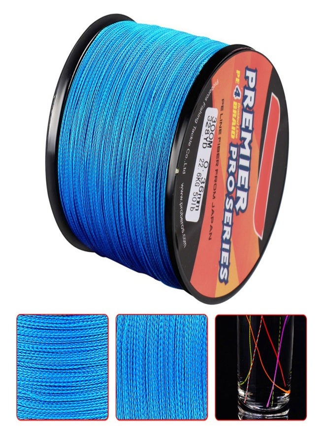 Proberos 5.0/50LB Fishing Wire Abrasion Resistant Fishing Tape 4 Stranded Braided PE Fishing Line for Seawater Freshwater 300m Blue - Image 4