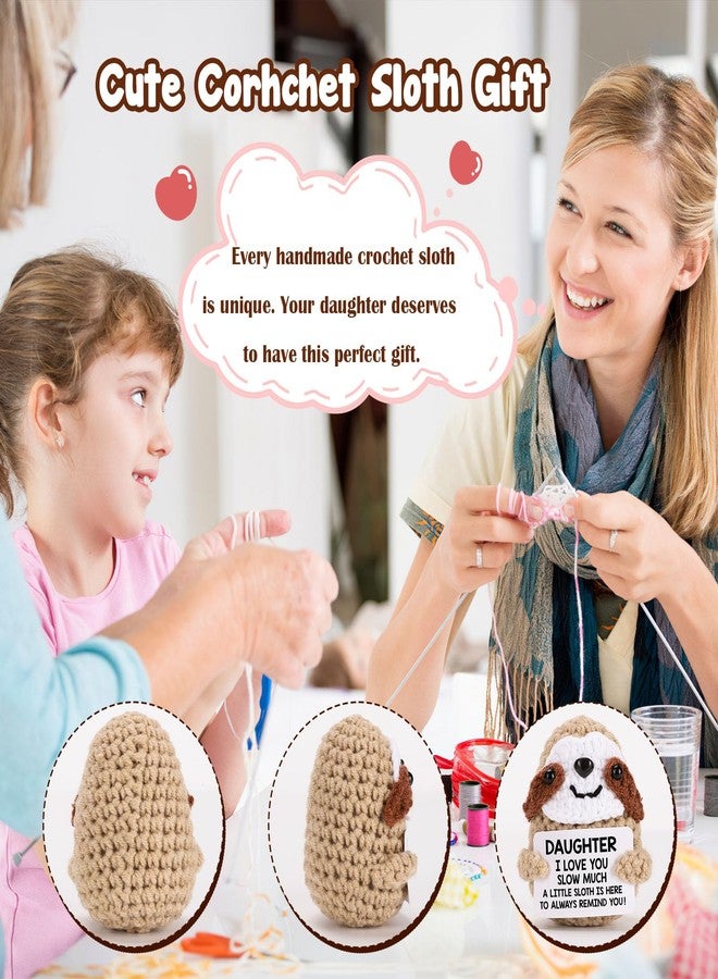 MBL Birthday Gifts for Daughter from Mom - Daughter I Love You Slow Much, Funny Handmade Crochet Knitted Sloth for Daughters Easter Graduation Christmas Stocking Stuffers from Mother Dad - Image 3