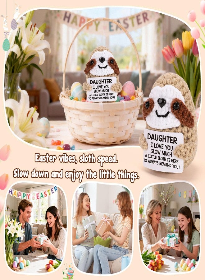 MBL Birthday Gifts for Daughter from Mom - Daughter I Love You Slow Much, Funny Handmade Crochet Knitted Sloth for Daughters Easter Graduation Christmas Stocking Stuffers from Mother Dad - Image 4