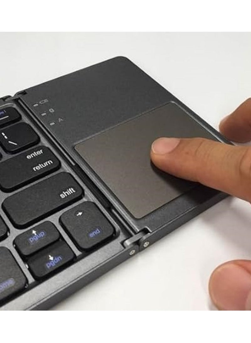 Unleash Your Productivity On the Go: Foldable Bluetooth Keyboard, Mini Portable Rechargeable Travel Keyboard with Touchpad, Compatible with Windows, Android, and iOS Devices