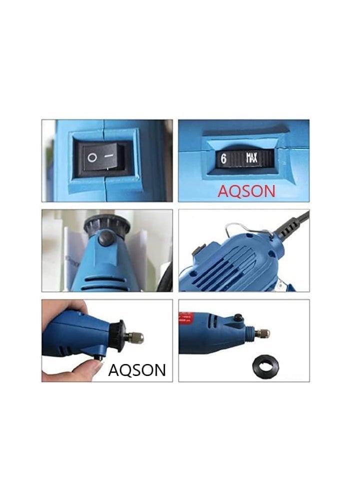 AQ AQSON مجموعة أدوات المطحنة AQSON مع ظرف متعدد الاستخدامات بدون مفتاح وعمود مرن - 211 قطعة من الملحقات، مجموعة مثقاب كهربائي متغير السرعة 130 وات 220-240 فولت لطحن ونقش ومشاريع الحرف اليدوية والإبداعات اليدوية - Image 5